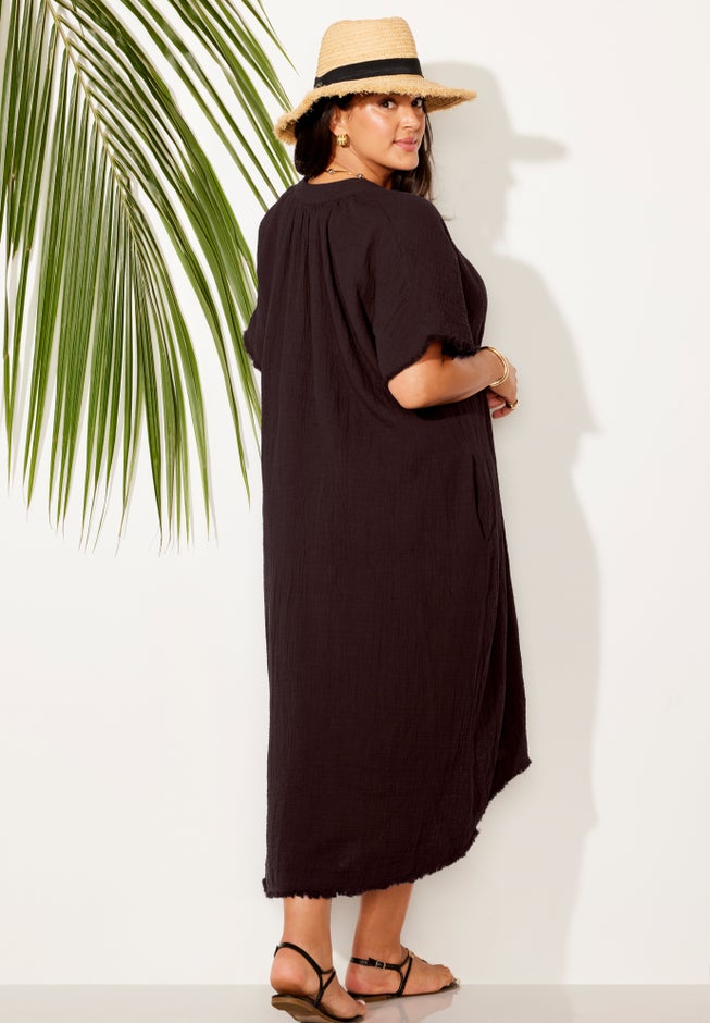 Cotton Gauze High-Low Sun Dress Cover Up image number 1