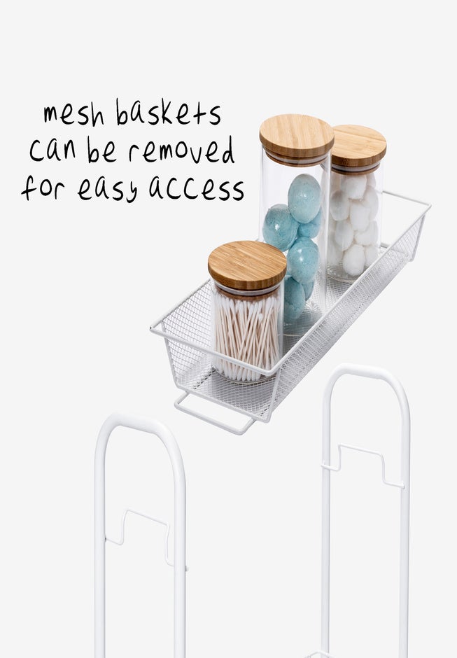 3-Basket Slim Rolling Wire Cart image number 2