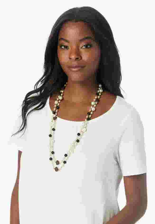 Faux Pearl and Gold Necklace image number 0