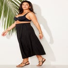 Crinkle Pleat Wrap Skirt Cover Up image number null