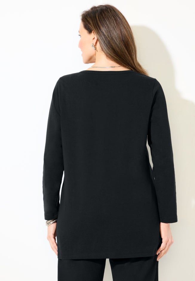 Suprema® Studio V-Neck Henley Top image number 1