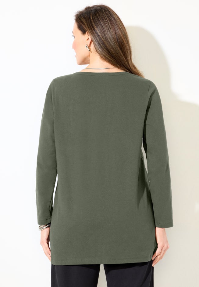 Suprema&reg; Studio V-Neck Henley Top image number 1