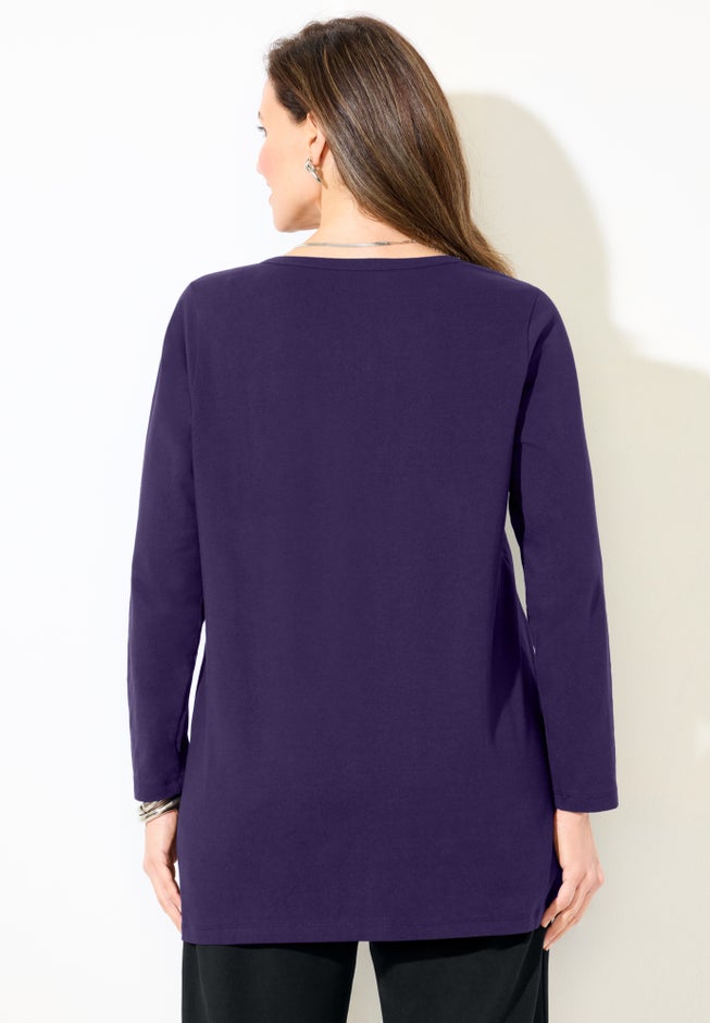Suprema® Studio V-Neck Henley Top image number 1