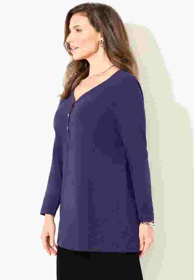 Suprema® Studio V-Neck Henley Top image number 2