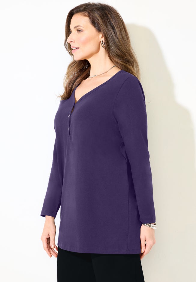 Suprema® Studio V-Neck Henley Top image number 2