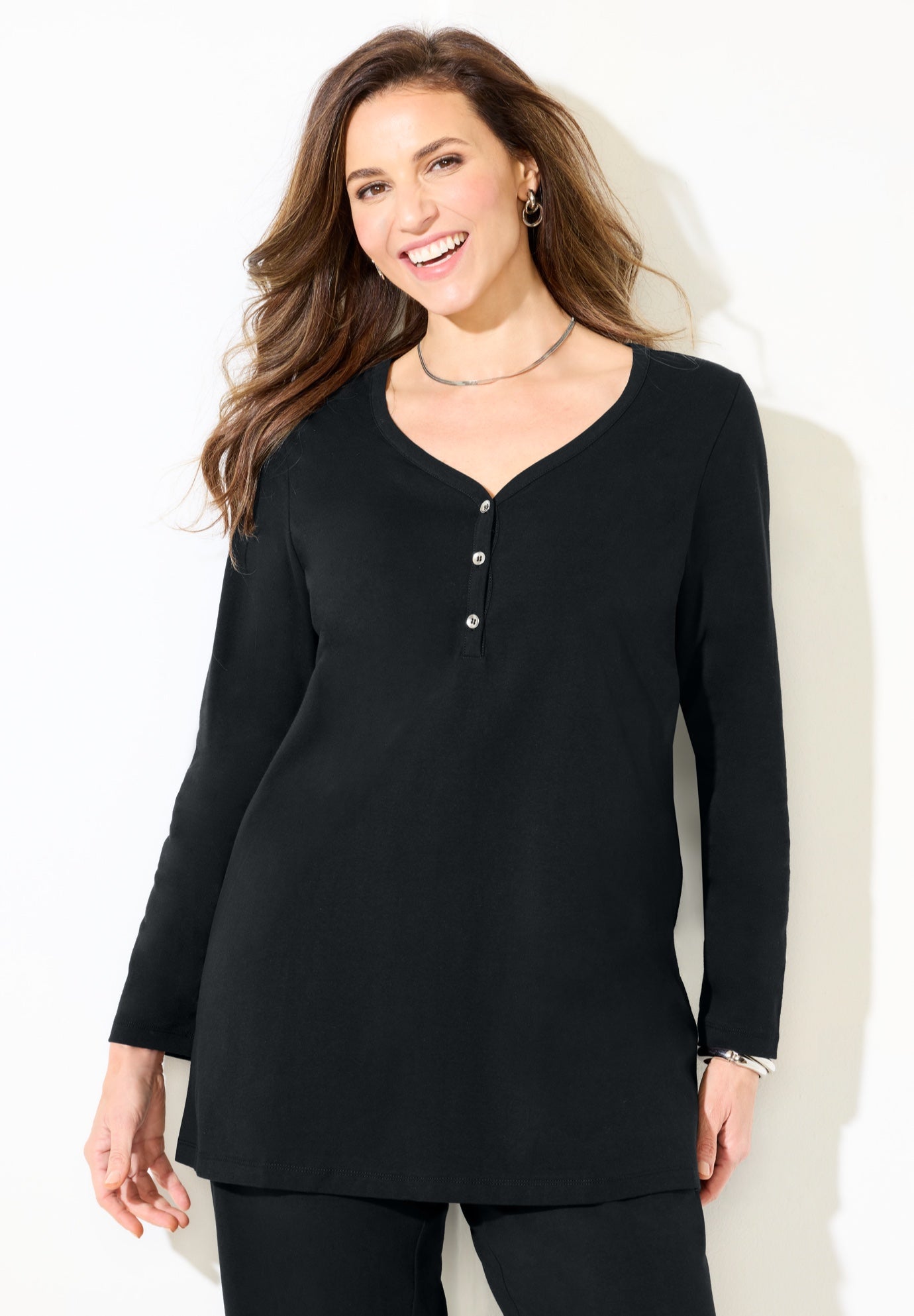 Suprema® Studio V-Neck Henley Top image number 0