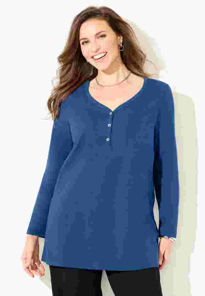Suprema® Studio V-Neck Henley Top image number 0