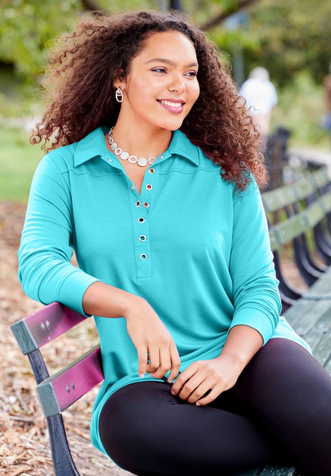 Cloud Knit French Terry Collared Tunic image number 0