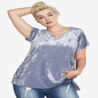 Stretch Crushed Velour V-neck Short Sleeve Tee image number null