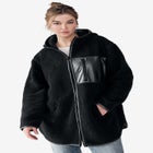 Zip Front Hooded Sherpa Jacket image number null