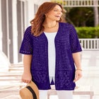Open Crochet Short Sleeve Cardigan image number 0