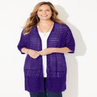 Open Crochet Short Sleeve Cardigan image number 1