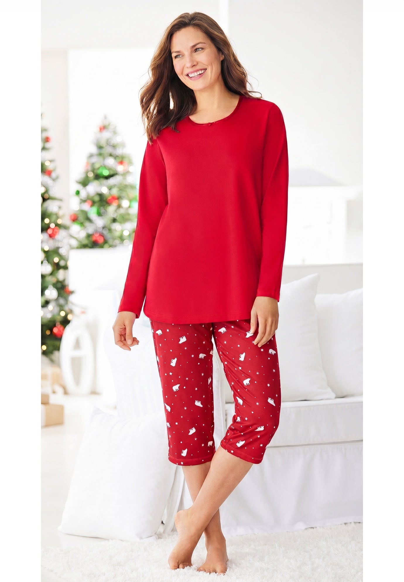 Satin Trim Sleep Tee image number 4