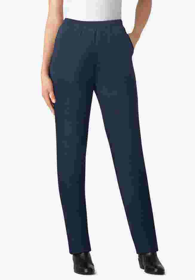 Straight-Leg Stretch Ponte-Knit Pull-On Pants image number 0