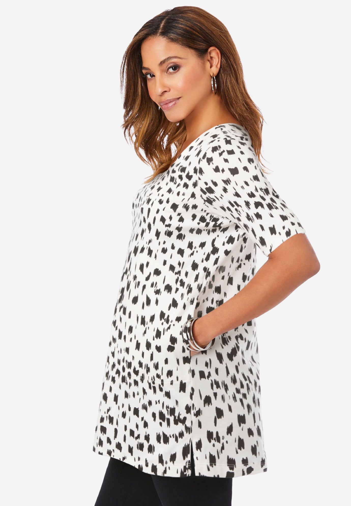 Stretch Cotton Square Neck Tunic image number 1