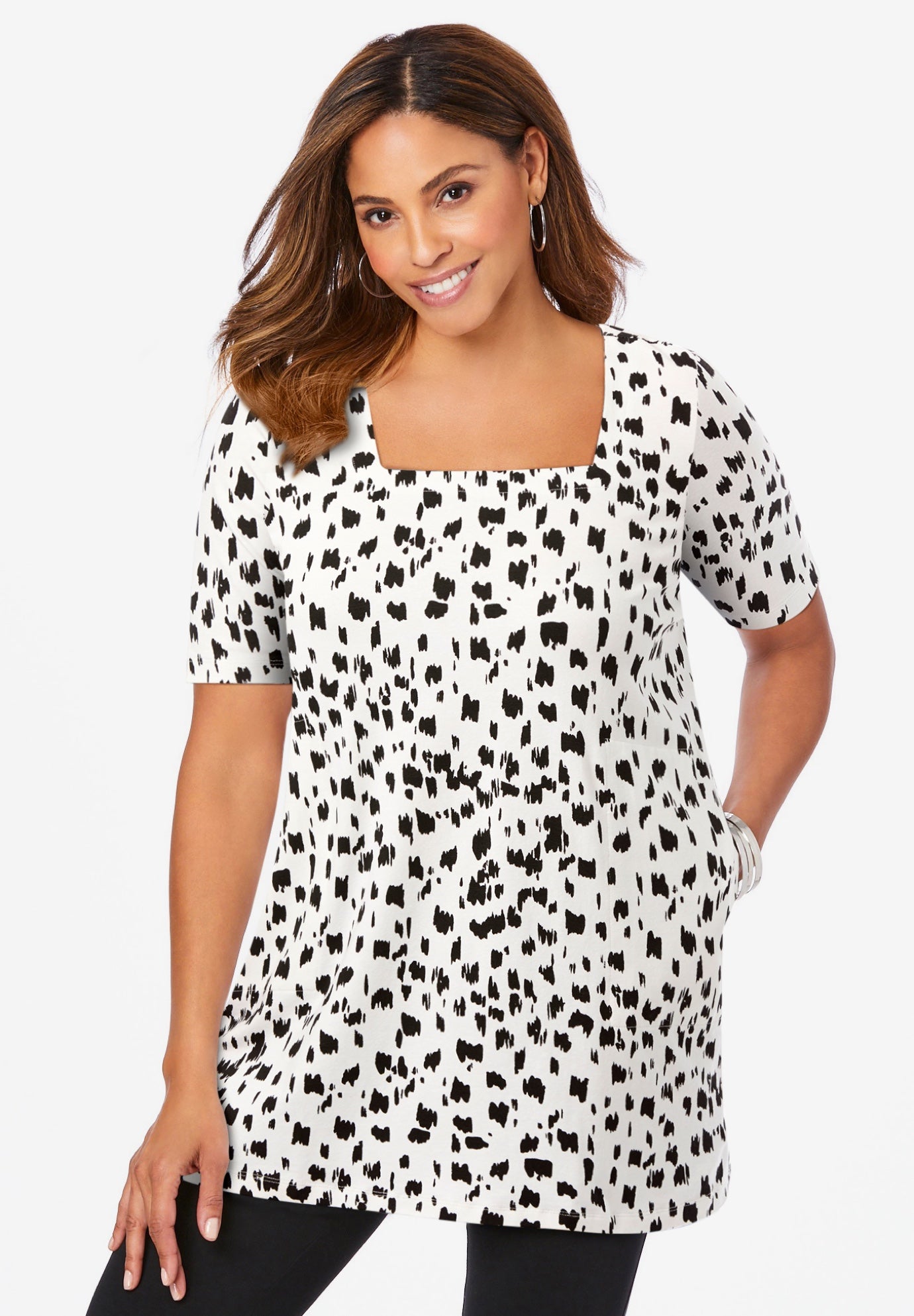 Stretch Cotton Square Neck Tunic image number 0