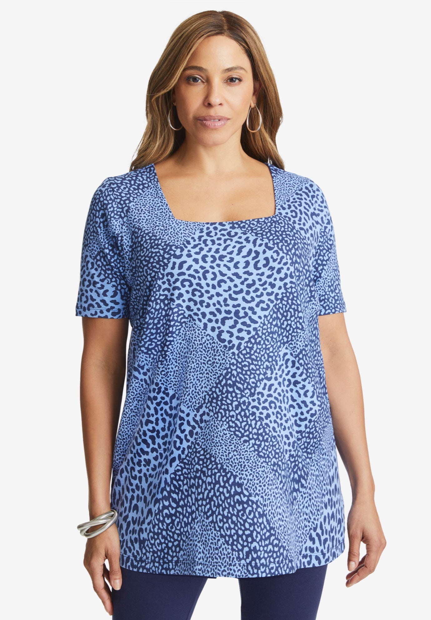 Stretch Cotton Square Neck Tunic image number 0