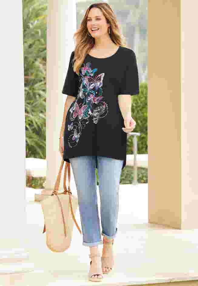 Slub Knit Sparkling Sequin Tee image number 2