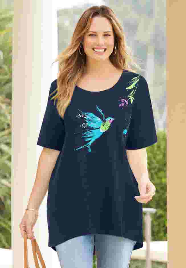 Slub Knit Sparkling Sequin Tee image number 0