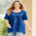 Slub Knit Sparkling Sequin Tee image number null