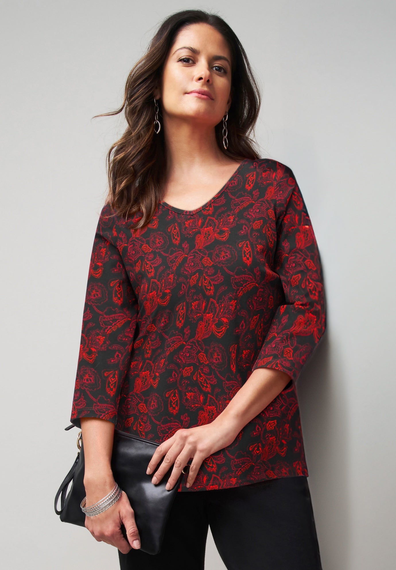 Stretch Cotton V-Neck Tee image number 0