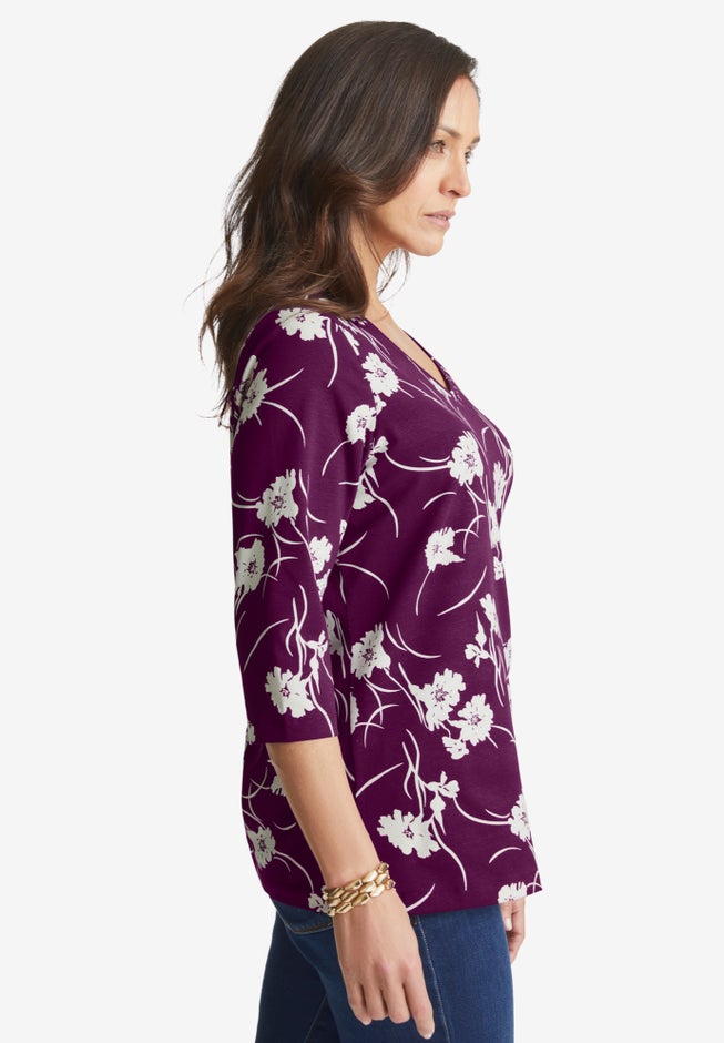 Stretch Cotton V-Neck Tee image number 2