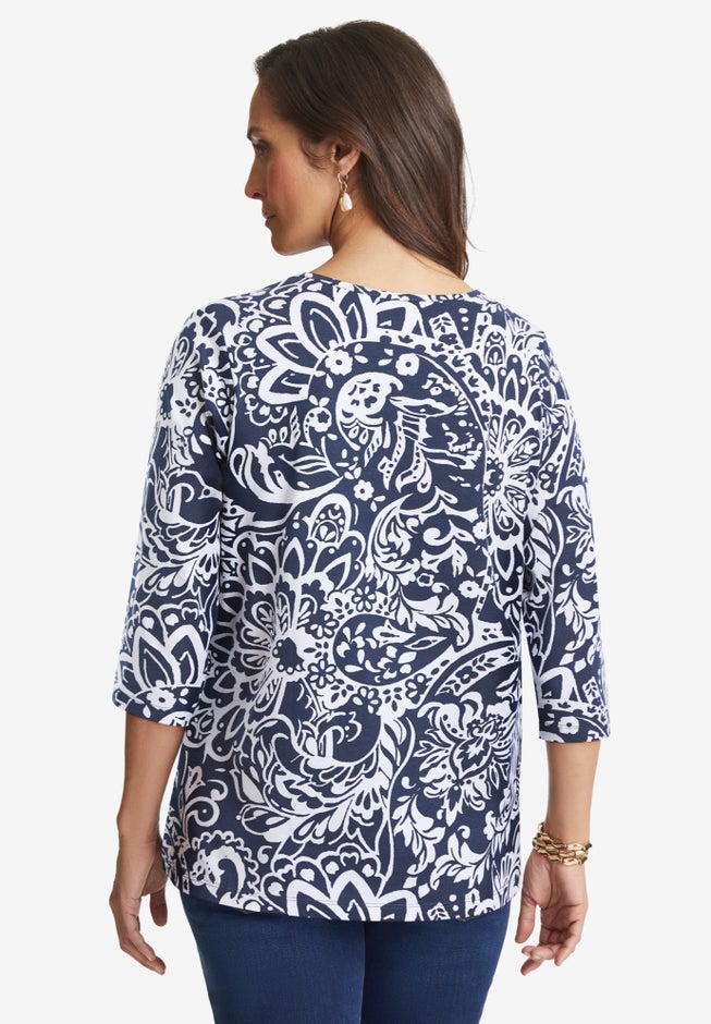 Stretch Cotton V-Neck Tee image number 2