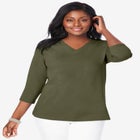 Stretch Cotton V-Neck Tee image number null