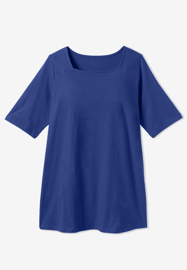 Perfect Elbow-Sleeve Square-Neck Tee image number 5