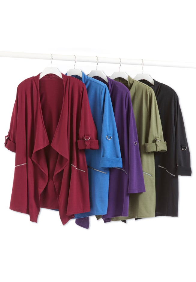 Cloud Knit French Terry Drape Front Cardigan image number 4