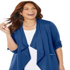 Cloud Knit French Terry Drape Front Cardigan image number null