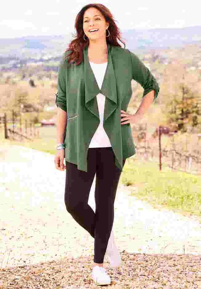 Cloud Knit French Terry Drape Front Cardigan image number 0