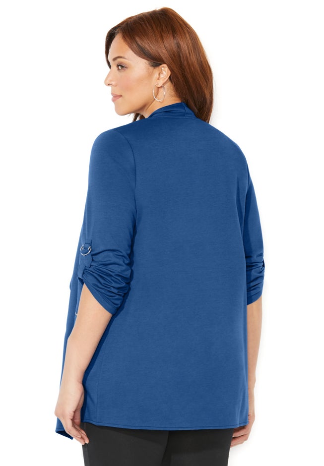 Cloud Knit French Terry Drape Front Cardigan image number 1