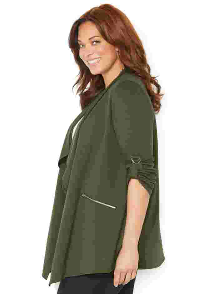 Cloud Knit French Terry Drape Front Cardigan image number 3