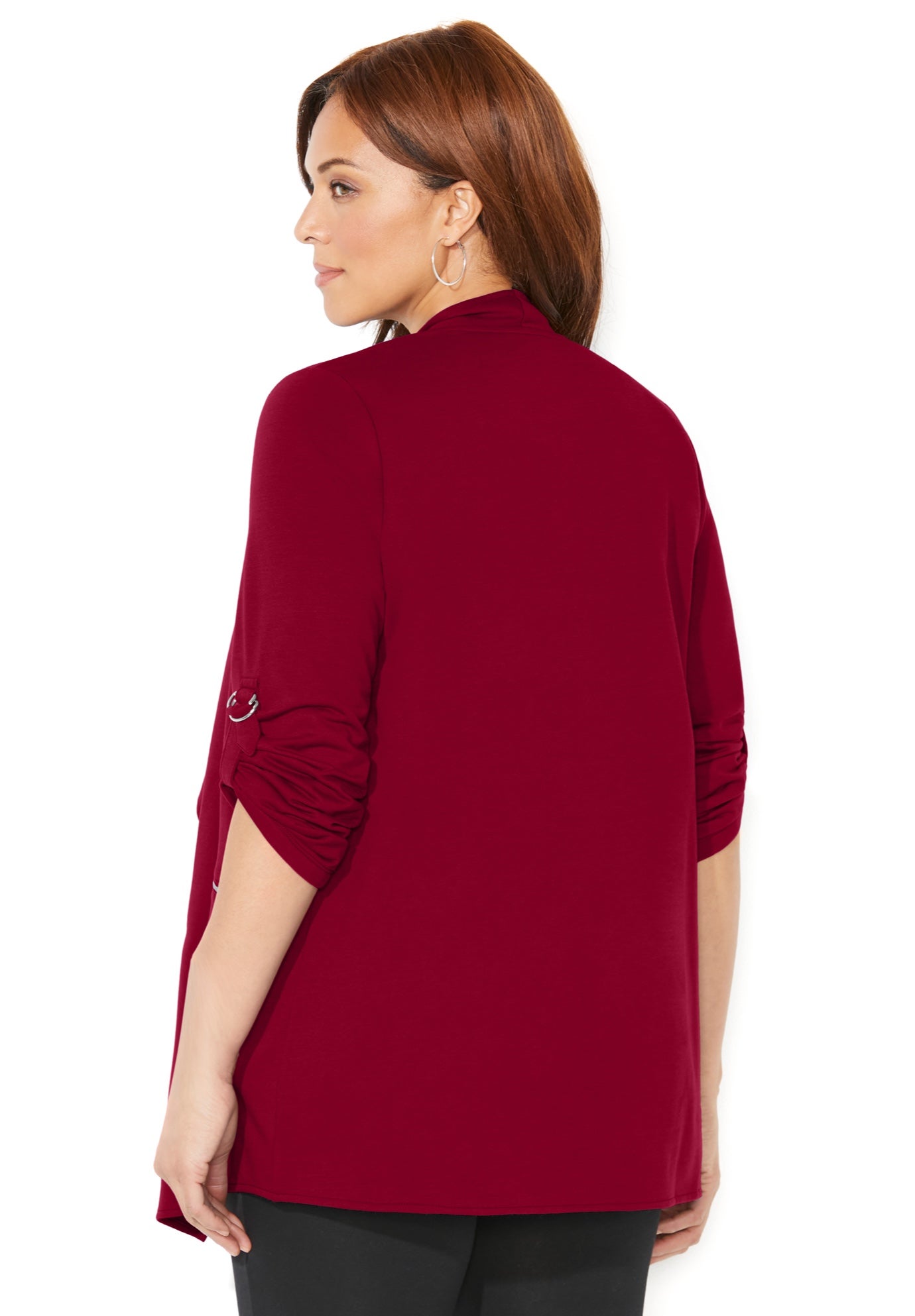 Cloud Knit French Terry Drape Front Cardigan image number 1