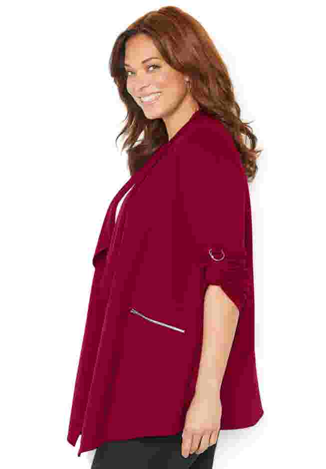 Cloud Knit French Terry Drape Front Cardigan image number 2
