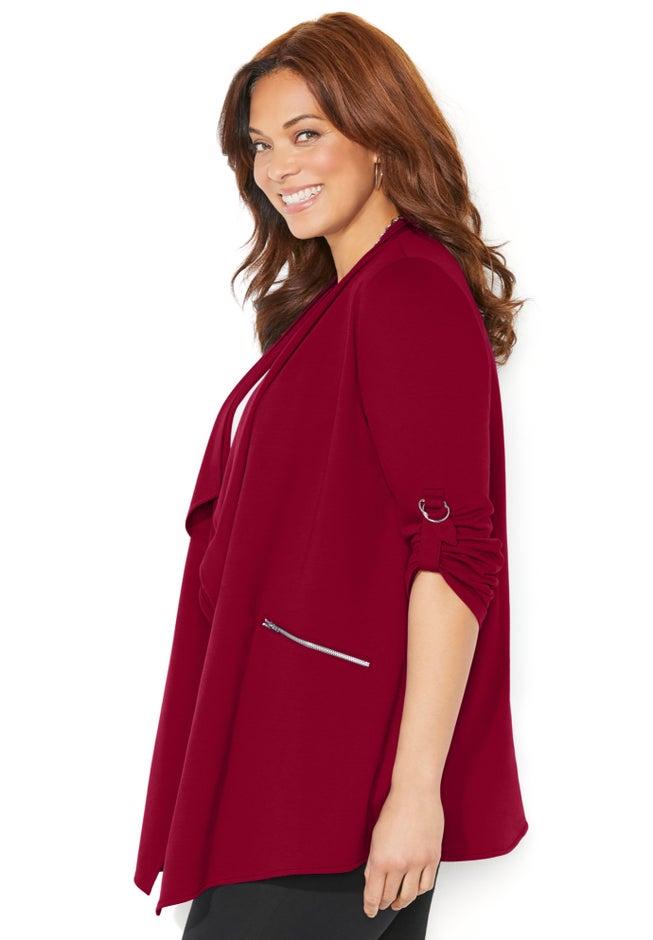 Cloud Knit French Terry Drape Front Cardigan image number 2