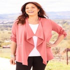 Cloud Knit French Terry Drape Front Cardigan image number null