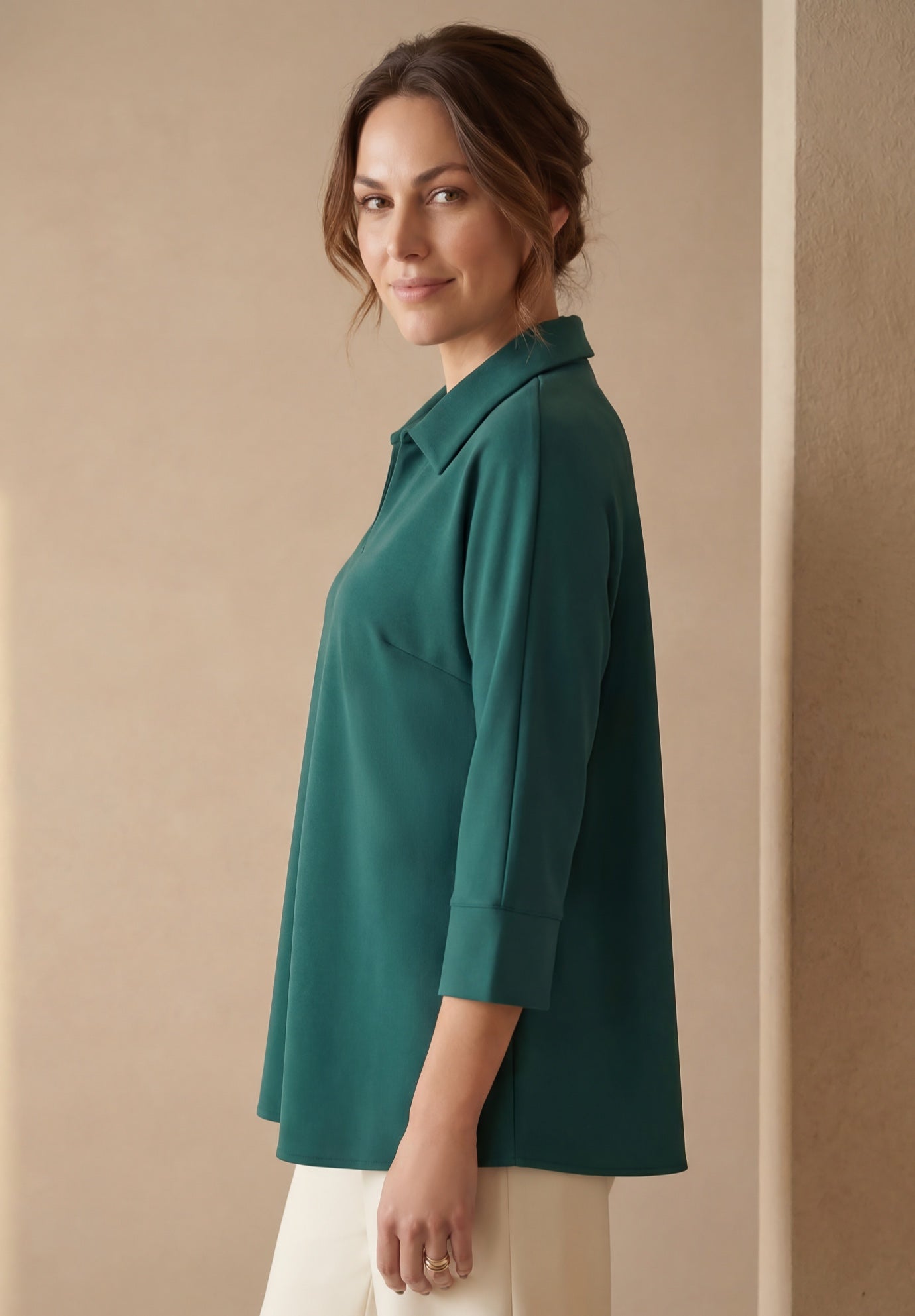 Stretch Knit Crepe Trapeze Tunic image number 2