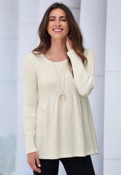 Ribbed Baby Doll Tunic Sweater