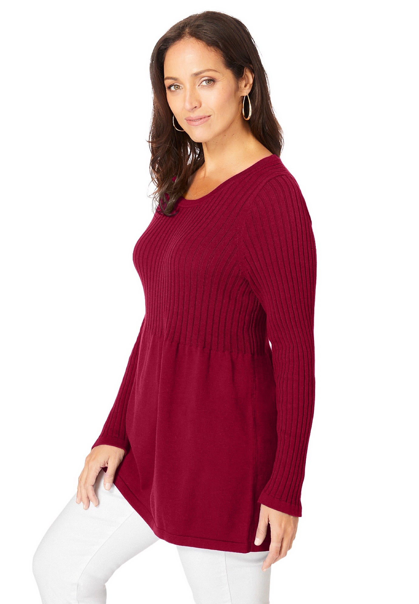Ribbed Baby Doll Tunic Sweater image number 2