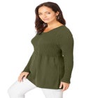 Ribbed Baby Doll Tunic Sweater image number null