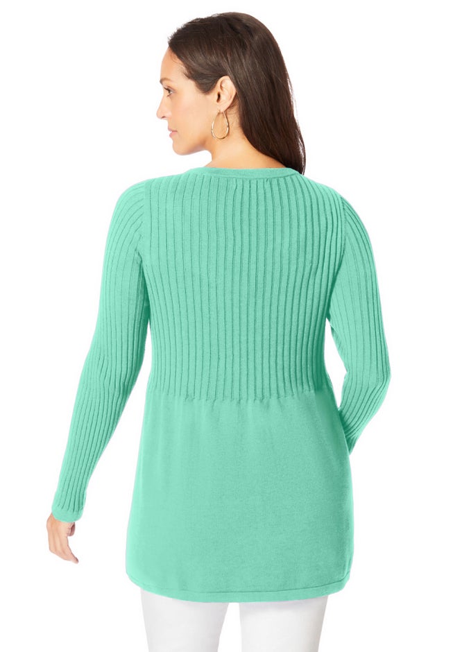 Ribbed Baby Doll Tunic Sweater image number 1
