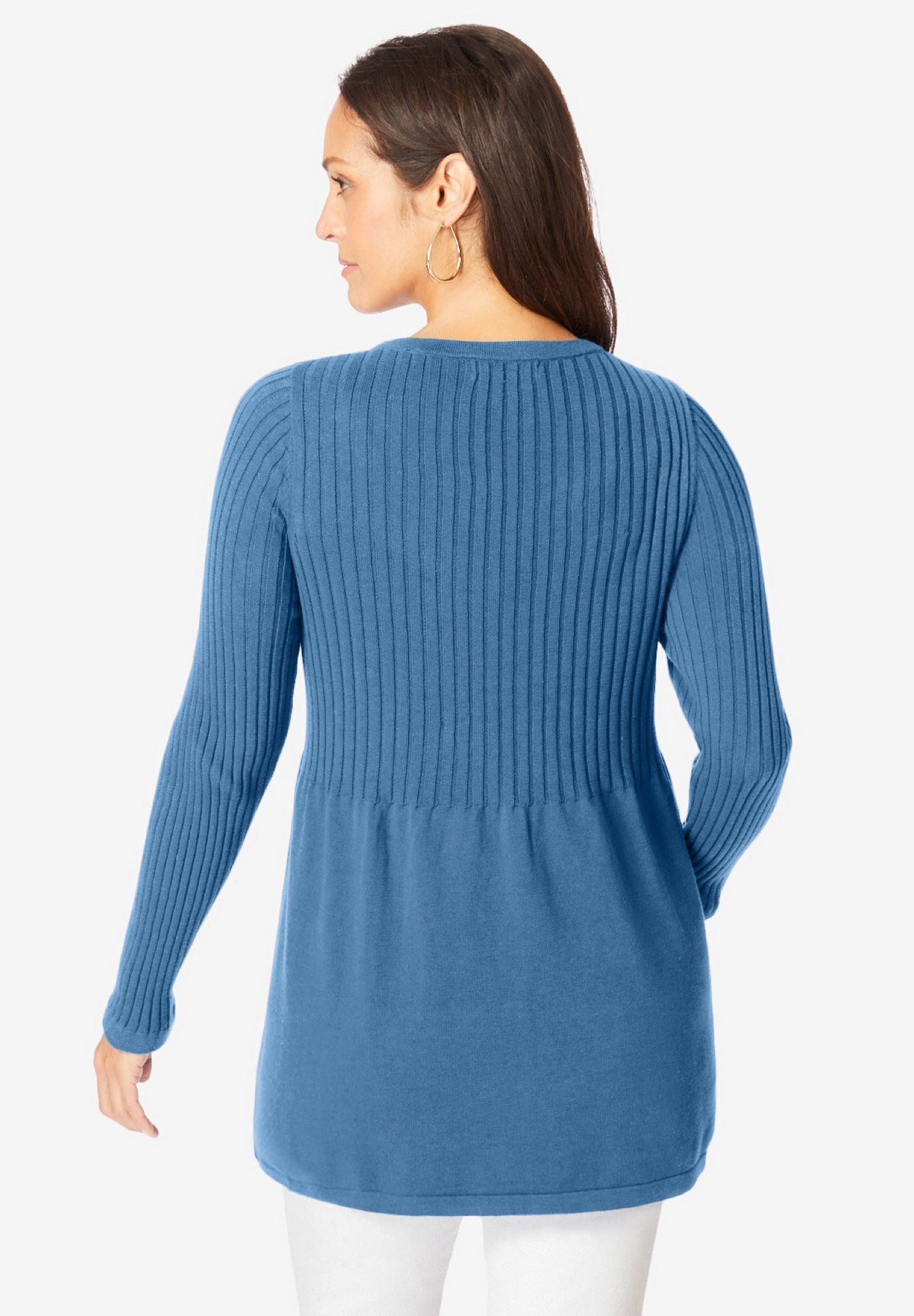Ribbed Baby Doll Tunic Sweater image number 1