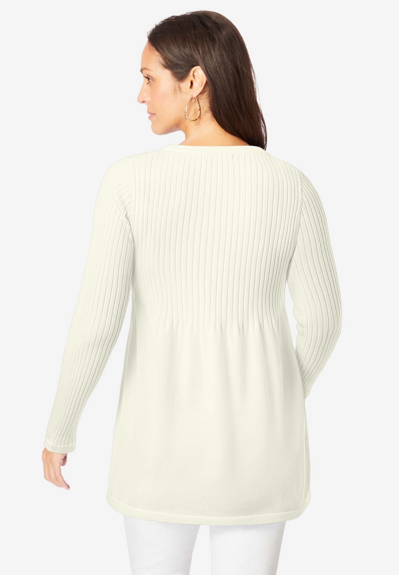 Ribbed Baby Doll Tunic Sweater image number 1