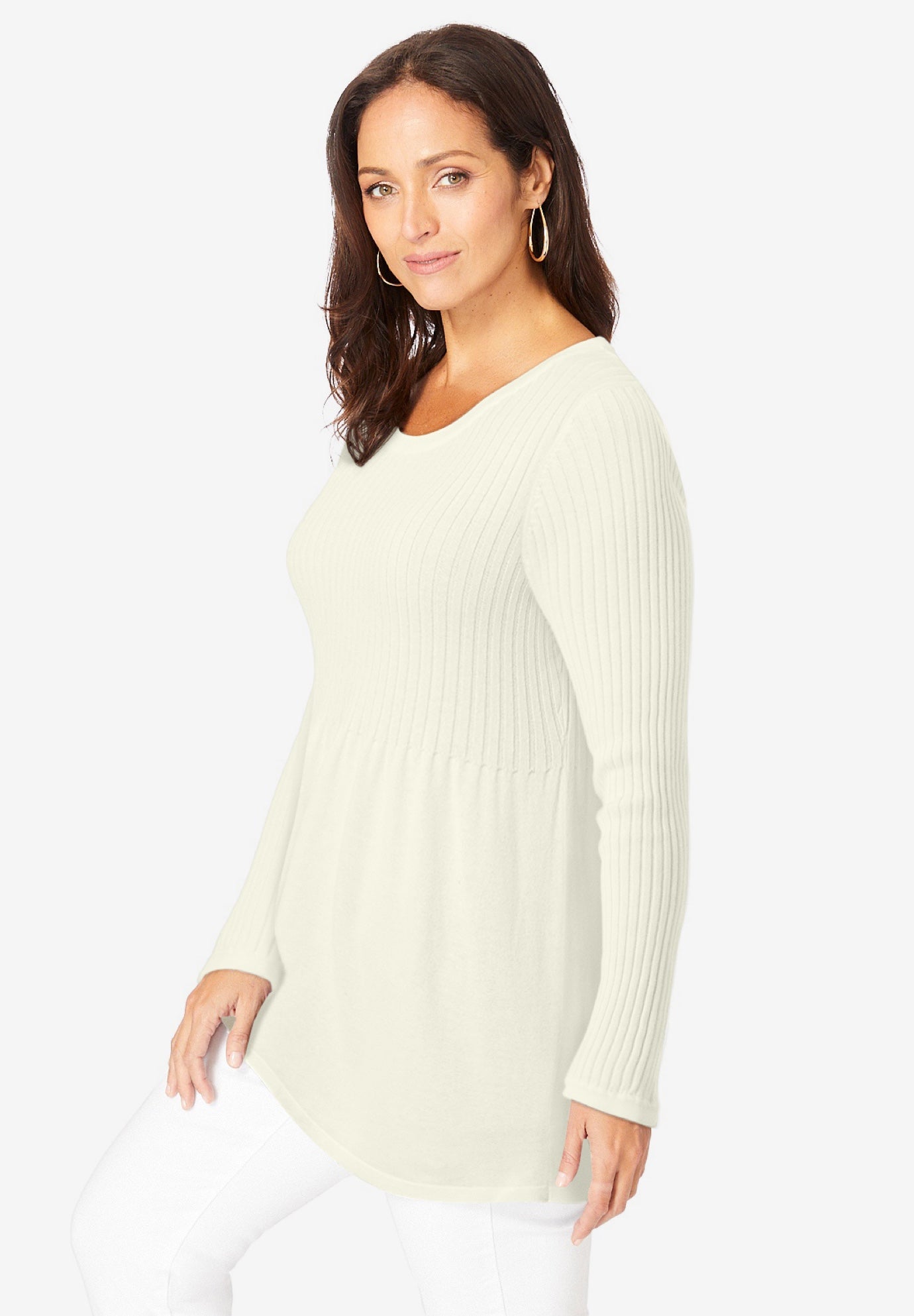 Ribbed Baby Doll Tunic Sweater image number 2