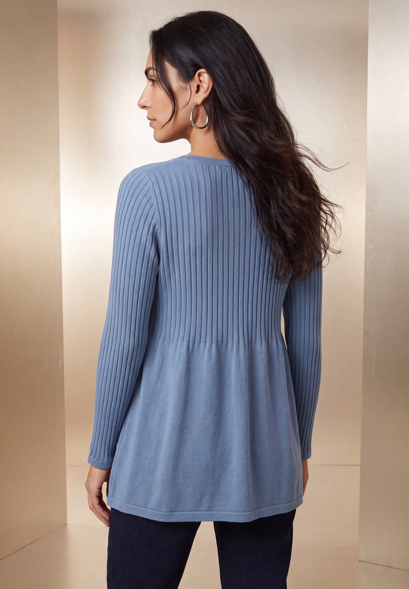 Ribbed Baby Doll Tunic Sweater image number 1
