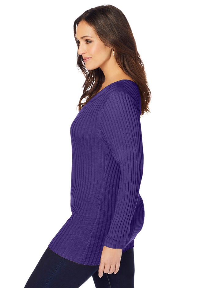 V-Neck Ribbed Sweater image number 1
