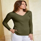 V-Neck Ribbed Sweater image number 0