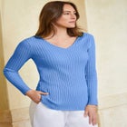 V-Neck Ribbed Sweater image number null